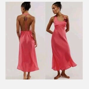 Free People Intimately Happy Hour Slim Midi Slip Dress Large